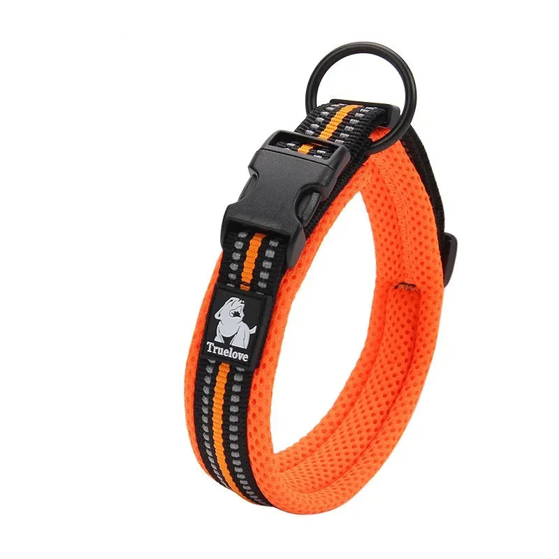 Adjustable Reflective Dog Collar – Padded Mesh, All-Weather