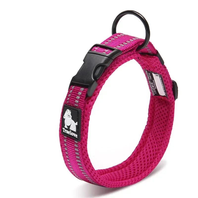 Adjustable Reflective Dog Collar – Padded Mesh, All-Weather