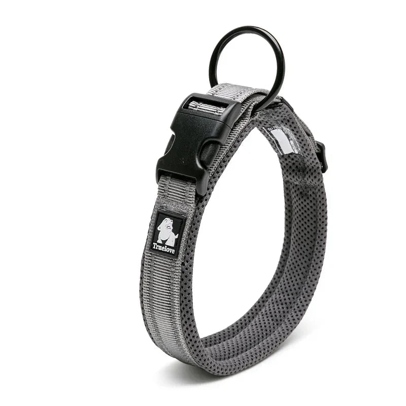 Adjustable Reflective Dog Collar – Padded Mesh, All-Weather