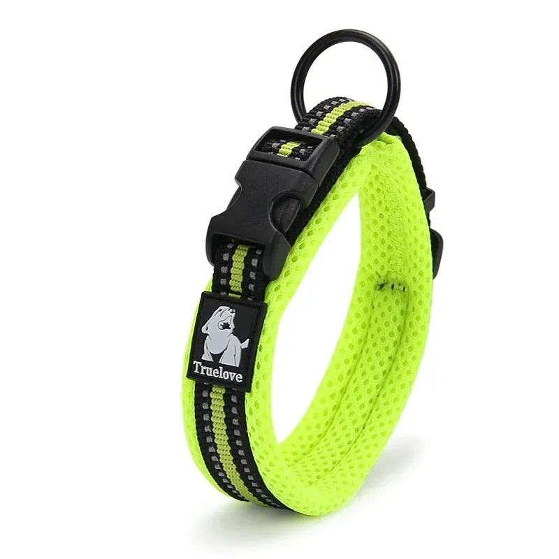 Adjustable Reflective Dog Collar – Padded Mesh, All-Weather