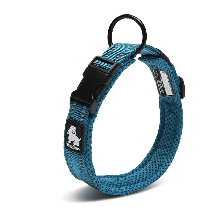 Adjustable Reflective Dog Collar – Padded Mesh, All-Weather