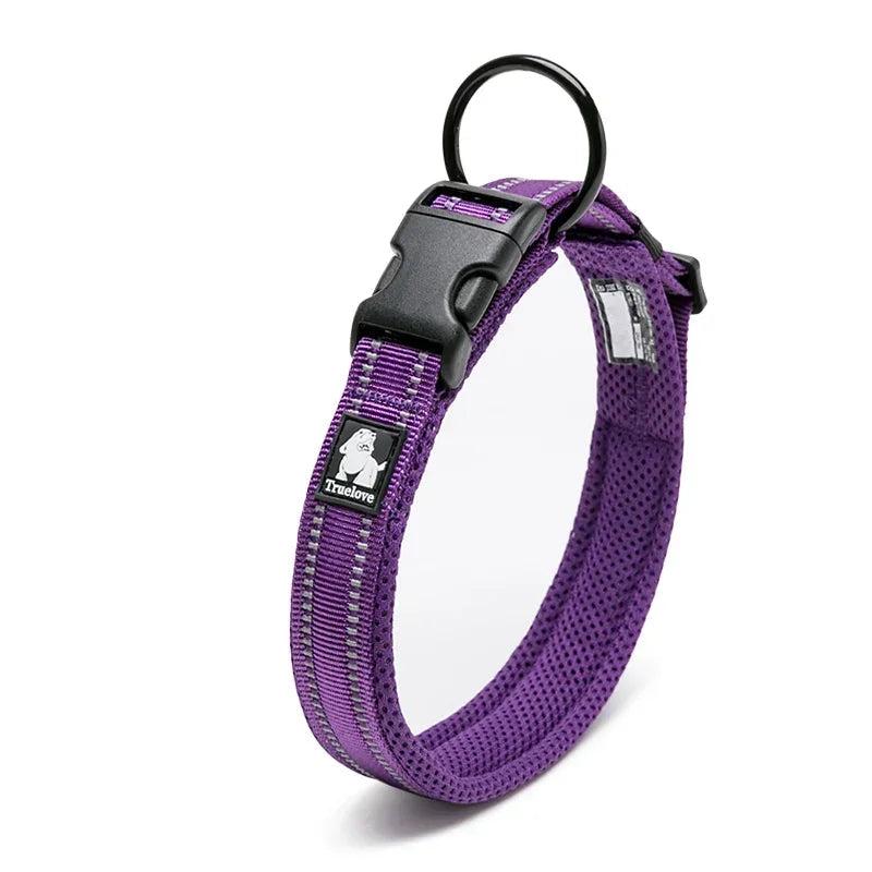 Adjustable Reflective Dog Collar – Padded Mesh, All-Weather